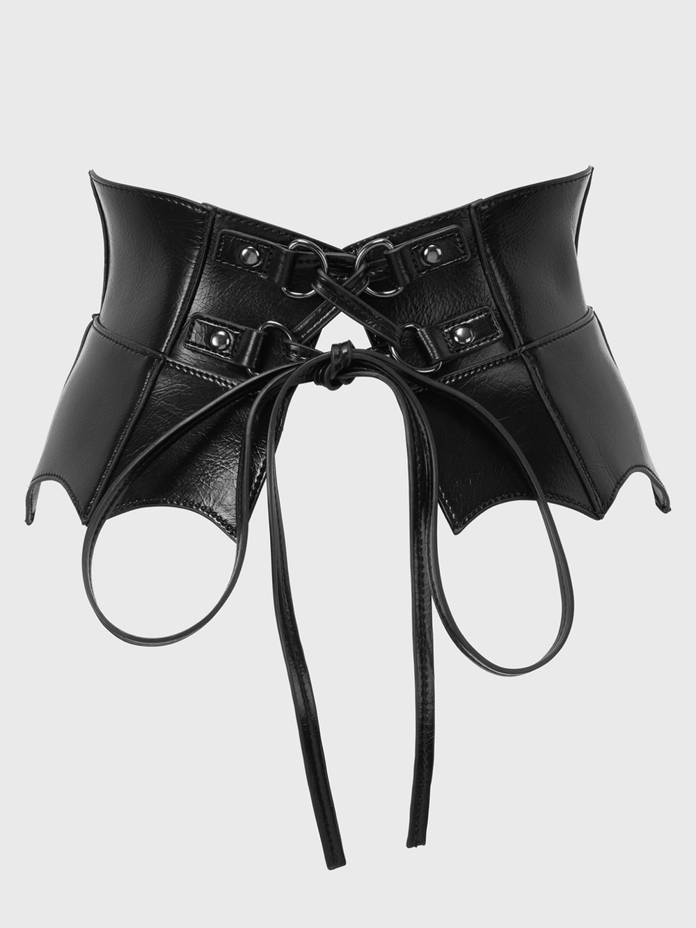 NWT KILLSTAR BLACK FAUX LEATHER WETLAND BAT PEPLUM CORSET
